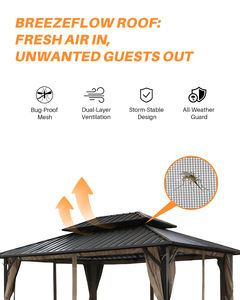 10x12 WeatherFlex 3-in-1 Bugproof Mesh Gazeboストームプルーフデュアルルーフ & スナップオンカーテン屋外パティオオアシス用 - Product Image 3