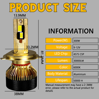 150W 40000 lumens phares led H4 9005 9006 Quatre Tubes En Cuivre H8 H7 9005 9006 Voiture Auto Led 12V h4b LED Phare De Voiture