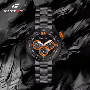 Cadran rouge Ristos 93013 Longbo marque verre miroir calendrier vie étanche mode affaires hommes Auto Date montre en acier inoxydable - Product Image 1