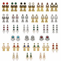 Boucles d'oreilles pendantes pour femmes, style bohème rétro, en alliage de zinc plaqué argent, avec cristaux sertis clos et pampilles cloche, bijoux cadeau