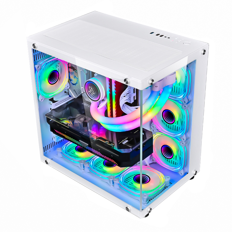 キム兄　pcsサーマル SNOWMAN Full Tower Gaming PC Case - White & Tempered Glass