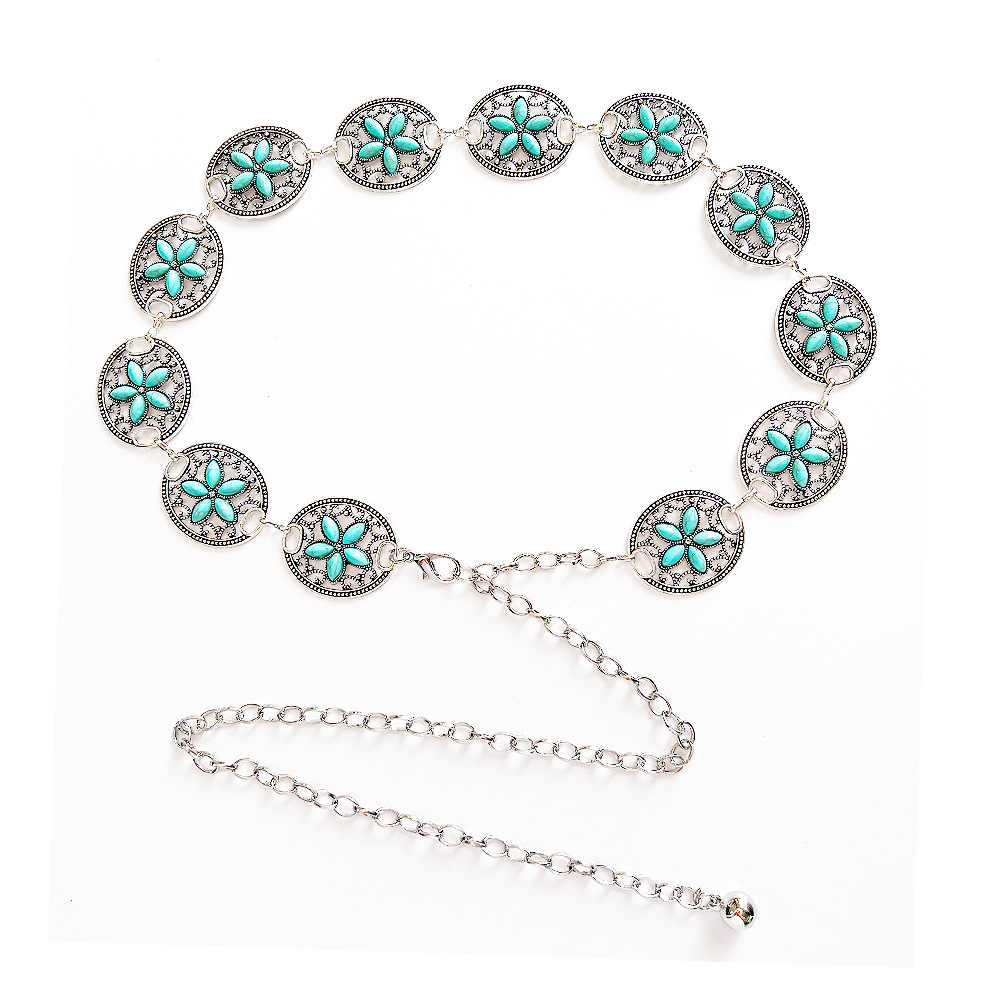 Green Pearl Five Petals Ancient Silver