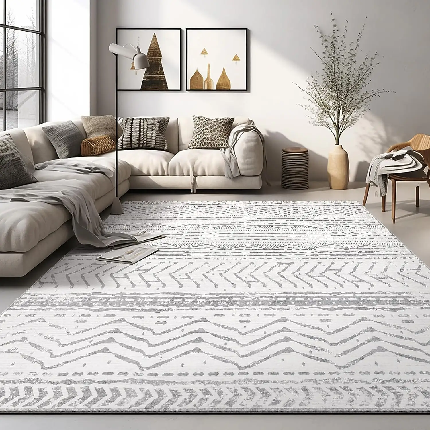 Benutzer definierte Grey House Decor Teppiche und Teppiche Wohnzimmer große 5x7 Soft Machine Washable Boho marok kanis chen Teppich Teppich