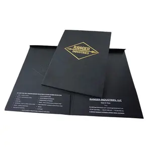 Benutzer definierte gedruckte Taschen A4 Schwarz Kraft papier Datei Präsentation ordner Drucken mit Goldfolie Logo
