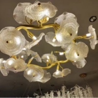 Lustre suspendu LED en forme de feuille de lotus, style zen chinois, tout en cuivre doré, pour salon, chambre à coucher, salle à manger