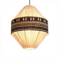 Lustre LED créatif en tissu imprimé de style ethnique bohème d'Asie du Sud-Est, avec abat-jour orange-rouge et bleu, pour la maison, les maisons d'hôtes et les salons