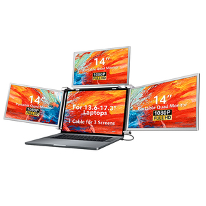 14 Inch Portable Triple <b>Screen</b> Monitor Extender 1080P One Cable <b>for</b> MacBook M1 M2 M3 <b>Windows</b> Laptop Device - Product Image 1