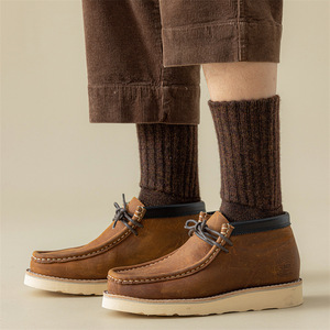 Merino <b>Wool</b> <b>Socks</b> Thickened Terry Cloth Warm Loose Fit Mid Calf Hiking <b>Socks</b> Solid Color Youth Casual <b>Socks</b> - Product Image 2