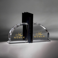 Serre-livres en cristal transparent de qualité supérieure pour la décoration de bureau et les cadeaux d'entreprise, supports de livres en verre haut de gamme avec logo personnalisé