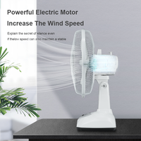 Nouvelle maison portable multifonctionnelle ventilateur électrique debout de table en plastique solaire de 12 pouces à piles avec lumière à deux vitesses