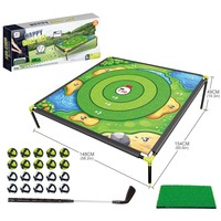 Set Permainan Golf Chipping Ukuran Besar, Matras Latihan Golf Indoor Outdoor Ukuran Besar dengan Stand, Bola Golf & Klub