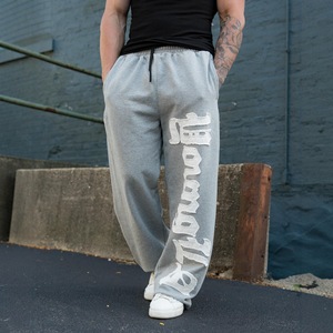 Pantalones Deportivos Negros de Algodón para Hombre con Estampado de Letras Blancas, Cintura Elástica, Pantalones Casuales - Product Image 4