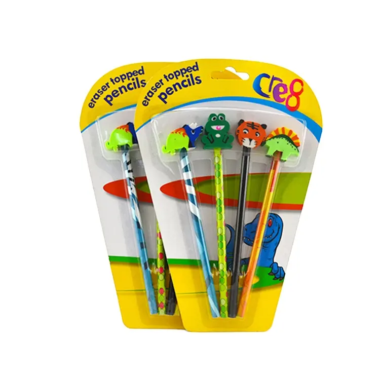 Custom printing pencil and animal eraser topper set / christmas pencil toppers / 7inch color pencil with eraser