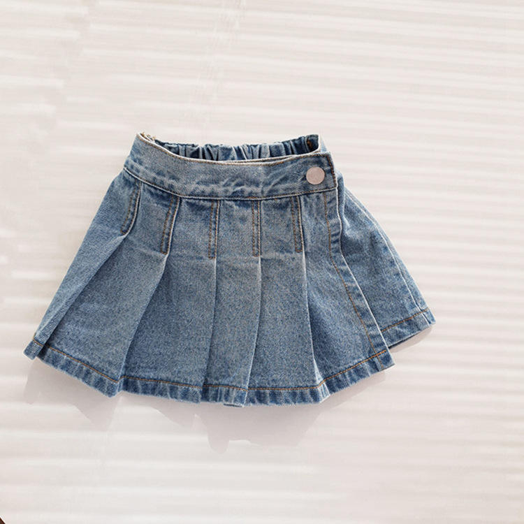 Girls Denim Skirt Shorts 2021 Summer New Children's Clothing Kids Solid  Color Button Denim Skirt Short Pants