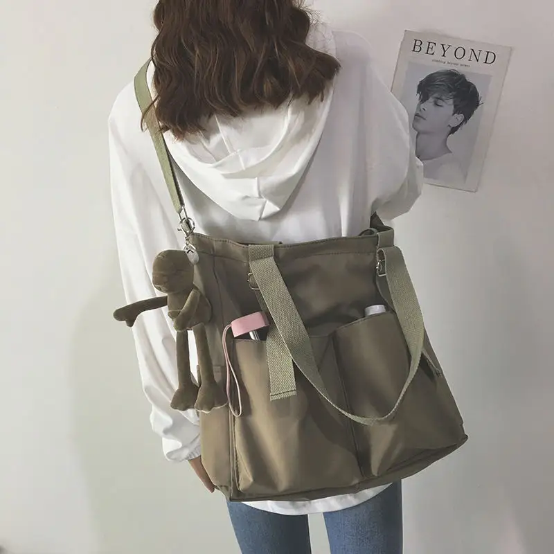 Bolso grande de algodón de lona para compras juveniles, gran oferta de Corea, alta calidad