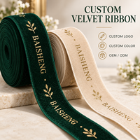Ruban en velours décoratif pour emballage de vêtements, avec logo personnalisé en feuille d'or, impression textile, couleur OEM