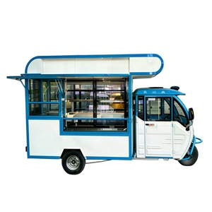 Chariot alimentaire électrique compact sur roues avec auvent pliable, camion de restauration rapide en acier inoxydable pour les vendeurs ambulants - Product Image 2