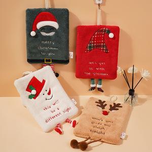 New Pachy Bear Christmas Home Toalla de mano-Hangable Thicken Coral Fleece Cocina Absorbente Diseño de dibujos animados de secado rápido - Product Image 3