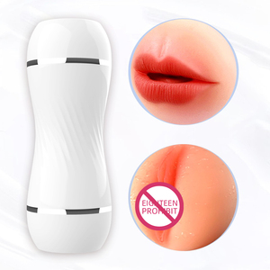 Dubbele kanaals realistische <span class=keywords><strong>vagina</strong></span> en mond stimulator voor volwassenen, zacht elastisch masturbatie cupje voor mannen - Product Image 3