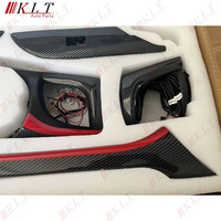 KLT Kit intérieur de haute qualité en fibre de carbone panneau de porte intérieur poignée accoudoir garniture intérieure avec lumière pour Hilux Revo 2015-2021