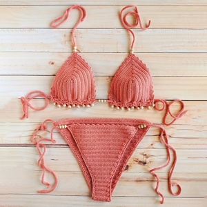 Bikini de Ganchillo Hecho a Mano con Cuello en V Personalizado, Sexy, para Chicas de 18 Años, Traje de Baño de Dos Piezas, Bikini de Tiras para Mujer - Product Image 1