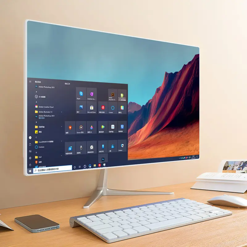 공장 21.5 인치 모노 블록 8gb 내장 웹콤 게임 PC i5 모든 하나의 컴퓨터에 256gb aio pc