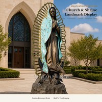 Statue de Notre-Dame de Guadalupe en Bronze de 170 cm, Patine Verte, Sculpture de la Vierge Marie en Cuivre, Monument d'extérieur pour Église Catholique, Vente en Gros