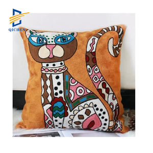 Innermor personalizado gato africano mujeres Floral bordado abstracto patrón geométrico lona <span class=keywords><strong>de</strong></span> algodón uso doméstico Cojín cuadrado nuevo - Product Image 1