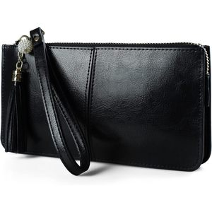   Portefeuille-bracelet en cuir véritable anti-RFID pour femme, pochette fine avec fermeture éclair pour cartes de crédit - Product Image 1