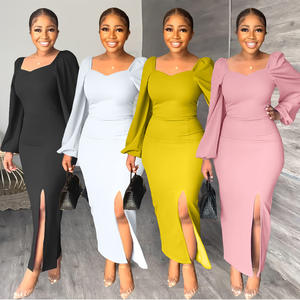 <span class=keywords><strong>Vestiti</strong></span> donna 2022 autunno di alta qualità tinta unita manica lunga senza schienale abito Maxi abiti donna donna elegante - Product Image 2