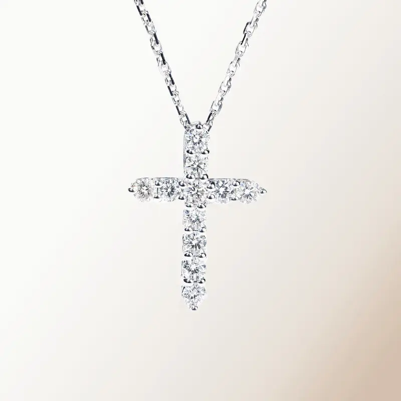 Diamante Moissanite 2.5mm ciondolo croce placcato oro s925 Moissanite argento ciondolo croce con catena