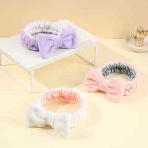 Custom Logo Flanel Spa Hoofdband Satijn Innerlijke Make-Up Gezicht Pols Gezicht Handdoek Wassen Boog Hoofdband Voor Vrouwen - Product Image 6
