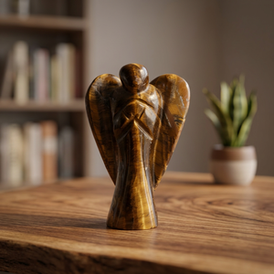 Figurine d'ange en agate, sculpture en pierre sculptée polie faite à la main, décoration de la maison, objet de collection, forme d'aile ronde - Product Image 4