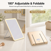 Miroir de Maquillage LED de Voyage avec Cadre Métallique, Portable, Pliable, Design Dimmable, Écran Tactile, pour Bureau