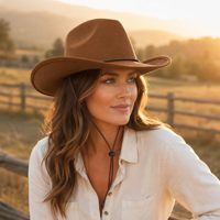 Sombrero de Vaquero de Fieltro Liso SOLPOP para Hombre y Mujer, Sombreros de Vaquero con Tachuelas Estilo Western en Tallas para Adultos