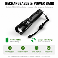 Lampe torche tactique rechargeable USB-C 1000 lumens avec zoom, laser blanc LED, faisceau réglable, en aluminium, pour utilisation nocturne