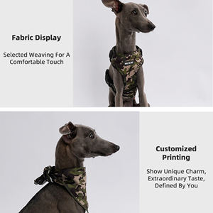 निर्माता कैमो प्रिंट पैटर्न लक्जरी व्यक्तिगत पालतू कुत्ते का उपयोग सेट नेफ्रोन पंड पालतू हार्नेस सेट बैग के साथ लेश कॉलर सेट - Product Image 5