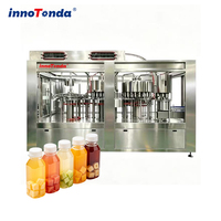 Máquina Automática Cuatro en Uno para Enjuague de Botellas, Llenado de Líquido, Extracción de Pulpa y Tapado de Rosca |   Línea Completa de Producción para Embotellado de Bebidas