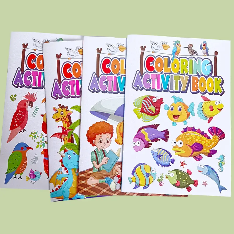 Buku gambar anak-anak kartun buku mewarnai hewan buku gambar Taman kanak-kanak mewarnai A4 krayon 3-6-8 tahun