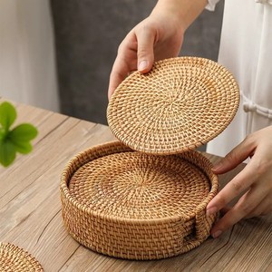 แผ่นรองแก้วหวายทำมือแบบคลาสสิก ขายส่ง เป็นมิตรกับสิ่งแวดล้อม เหมาะสำหรับกาแฟ ชา ตกแต่งบ้าน - Product Image 3