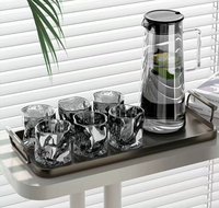 Théière en verre résistant aux hautes températures de 1500 ml avec couvercle et ensemble de tasses, bouilloire à café et à thé avec poignée