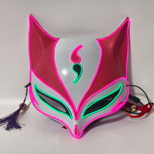 Máscara de Halloween con Luces LED, Diseño de Zorro <span class=keywords><strong>Demonio</strong></span>, para Carnaval, <span class=keywords><strong>Noche</strong></span> de Brujas, Escenario, Máscara Brillante Intermitente, Figura de Anime de Celebridad de Internet - Product Image 4