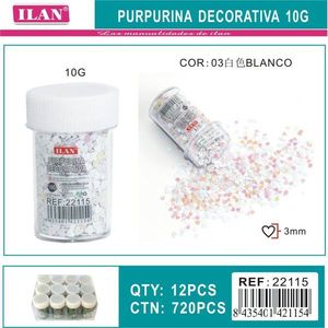 Glitter Decorativo Iln 10G Bianco a Forma di Cuore 3mm per Artigianato - Product Image 1
