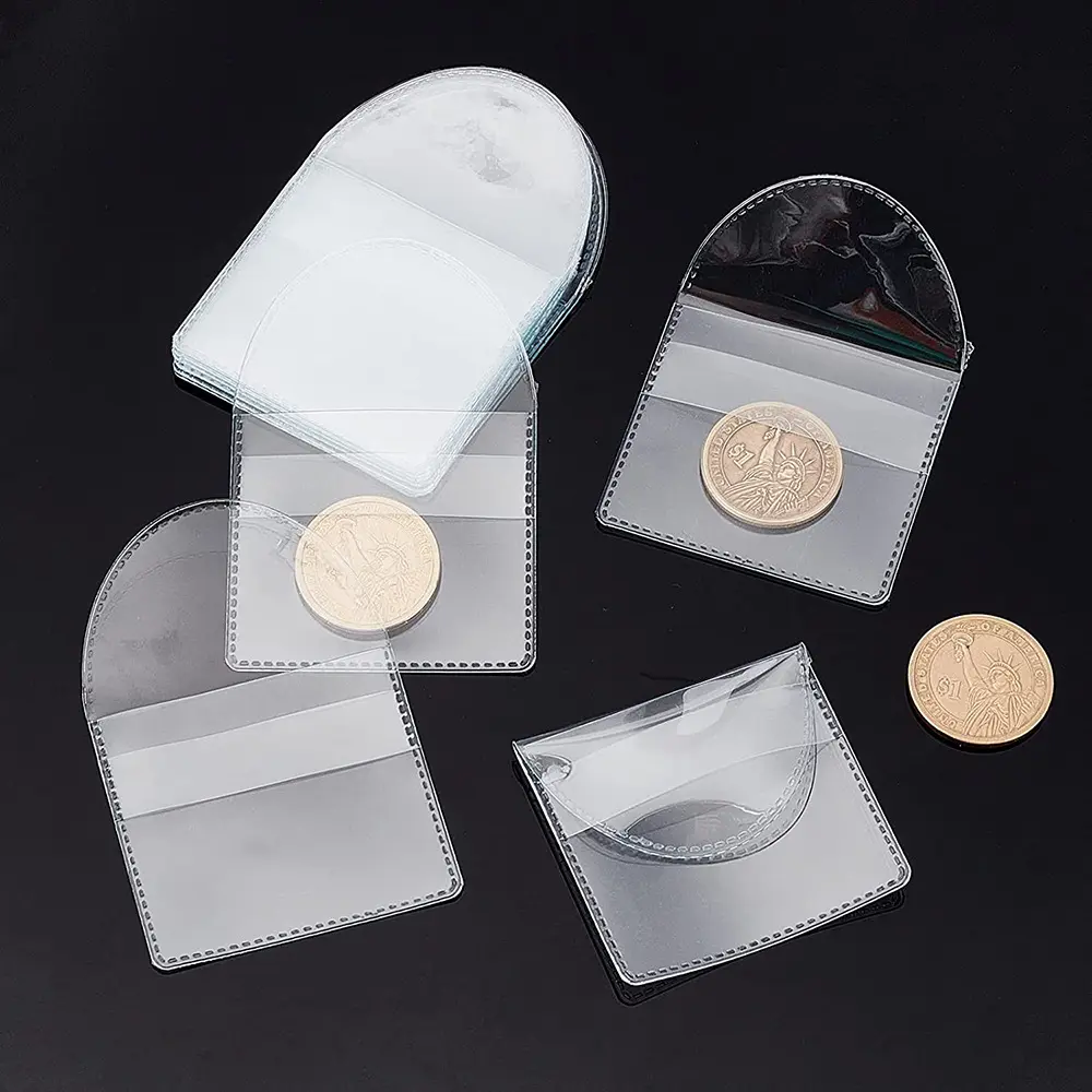 Sac en plastique PVC personnalisé sac d'emballage de pièces de collection insigne autocollant timbre pochette d'emballage de bijoux sac en PVC souple
