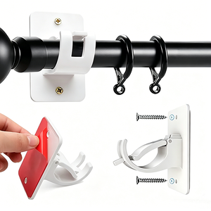 Nouveau Design Crochets de <span class=keywords><strong>barre</strong></span> transversale en plastique auto-adhésifs Support de <span class=keywords><strong>rideau</strong></span> pour support de tringle à <span class=keywords><strong>rideau</strong></span> <span class=keywords><strong>sans</strong></span> perçage - Product Image 1