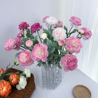 Peony bunga buatan buket bunga buatan, bunga peony sutra buatan untuk hiasan tengah meja pesta pernikahan Dekorasi Rumah