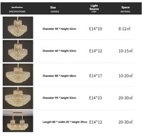 Lampes suspendues Lustres de décoration de maison modernes pour Table Lustre en cristal de luxe moderne pour bâtiment duplex Salon Salle à manger