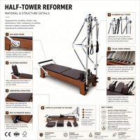 Reformer demi-tour en bois de noyer personnalisé pour entraînement complet du corps et rééducation en studio, machine de Pilates certifiée CE
