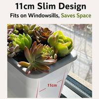 Jardinière rectangulaire moderne auto-arrosante avec corde en coton, pot de fleurs en plastique durable pour balcon, potager, jardin, pépinière