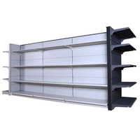 Étagères de gondole de supermarché robustes à double face, 5 niveaux, style européen, présentoir de vente au détail avec revêtement en poudre époxy